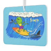 Funny frilled Halslizard Surfing Cartoon Autolufterfrischer (Links)