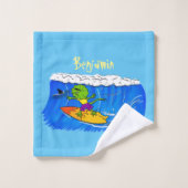 Funny frilled Halslizard Surfing Cartoon Badhandtuch Set (Waschlappen)