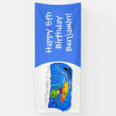 Funny frilled Halslizard Surfing Cartoon Banner (Vertikal)
