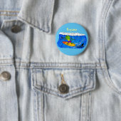 Funny frilled Halslizard Surfing Cartoon Button (Beispiel)