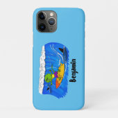 Funny frilled Halslizard Surfing Cartoon Case-Mate iPhone Hülle (Rückseite)