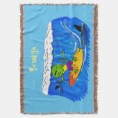 Funny frilled Halslizard Surfing Cartoon Decke (Vorderseite Vertikal)