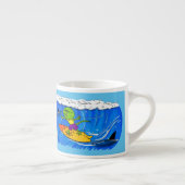 Funny frilled Halslizard Surfing Cartoon Espressotasse (Rechts)