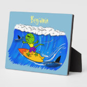 Funny frilled Halslizard Surfing Cartoon Fotoplatte (Seite)