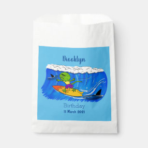Funny frilled Halslizard Surfing Cartoon Geschenktütchen