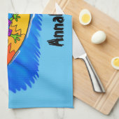 Funny frilled Halslizard Surfing Cartoon Geschirrtuch (Viertel Falte)