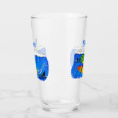 Funny frilled Halslizard Surfing Cartoon Glas (Links)