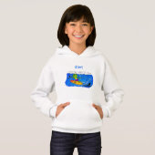 Funny frilled Halslizard Surfing Cartoon Hoodie (Vorne ganz)