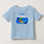 Funny frilled Halslizard Surfing Cartoon Kleinkind T-shirt (Vorderseite)