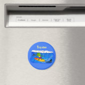 Funny frilled Halslizard Surfing Cartoon Magnet (In Situ (Geschirrspüler))