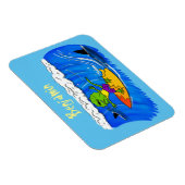 Funny frilled Halslizard Surfing Cartoon Magnet (Rechte Seite)