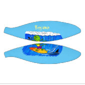 Funny frilled Halslizard Surfing Cartoon Mini Basketball (Panele)