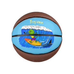 Funny frilled Halslizard Surfing Cartoon Mini Basketball
