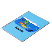 Funny frilled Halslizard Surfing Cartoon Notizblock (Linke Seite)
