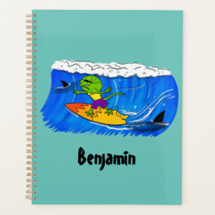 Funny frilled Halslizard Surfing Cartoon Planer