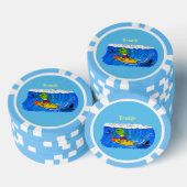 Funny frilled Halslizard Surfing Cartoon Pokerchips (Stapel)