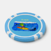 Funny frilled Halslizard Surfing Cartoon Pokerchips (Einzeln)