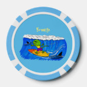 Funny frilled Halslizard Surfing Cartoon Pokerchips (Rückseite)