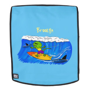 Funny frilled Halslizard Surfing Cartoon Rucksack