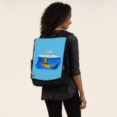 Funny frilled Halslizard Surfing Cartoon Rucksack (Ausgewaschen)