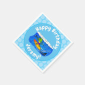 Funny frilled Halslizard Surfing Cartoon Serviette (Ecke)