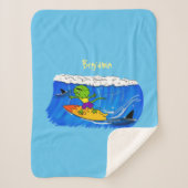 Funny frilled Halslizard Surfing Cartoon Sherpadecke (Vorderseite)