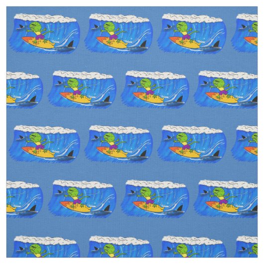 Funny frilled Halslizard Surfing Cartoon Stoff (Muster)