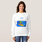 Funny frilled Halslizard Surfing Cartoon Sweatshirt (Vorne ganz)