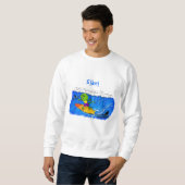 Funny frilled Halslizard Surfing Cartoon Sweatshirt (Vorne ganz)