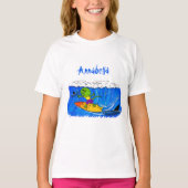 Funny frilled Halslizard Surfing Cartoon T-Shirt (Vorderseite)