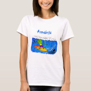 Funny frilled Halslizard Surfing Cartoon T-Shirt