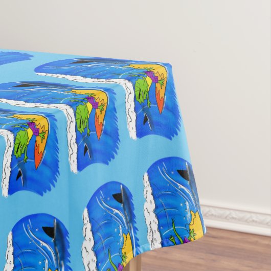 Funny frilled Halslizard Surfing Cartoon Tischdecke (Beispiel)