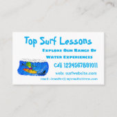 Funny frilled Halslizard Surfing Cartoon Visitenkarte (Vorderseite)