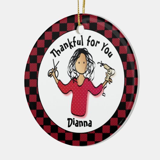 Funny Friseur Geschenk - Danke Beautician Idee Keramik Ornament (Links)