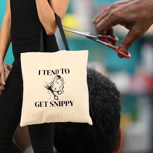 Funny Friseur Zitat mit Gesicht und Schere Tragetasche