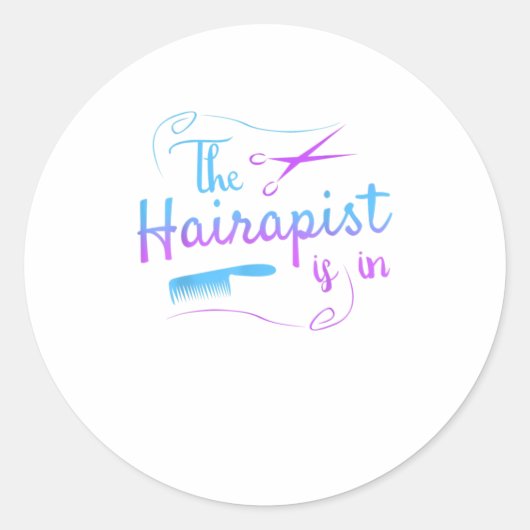 Funny Friseurist Hairapist in Barber Runder Aufkleber (Vorderseite)