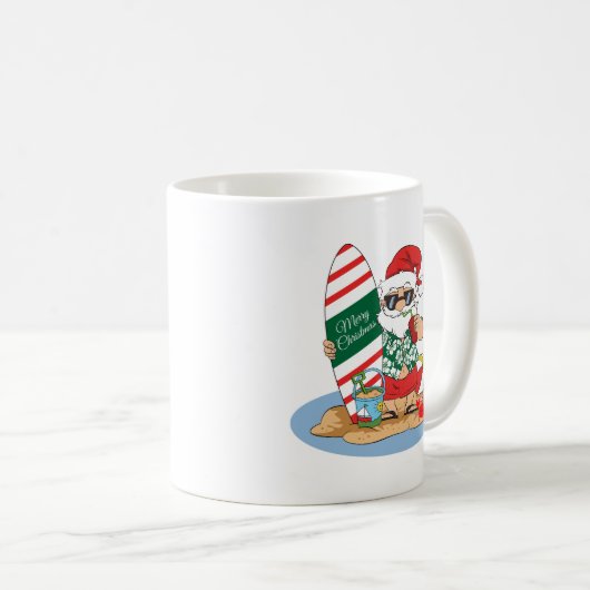 Funny FroChristmas Weihnachten auf Summer Surf Bea Kaffeetasse (VorderseiteRechts)