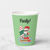 Funny FroChristmas Weihnachten auf Summer Surf Bea Pappbecher (Rückseite)