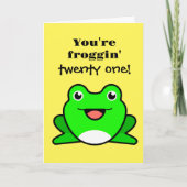 Funny Frog 21. Geburtstag Karte (Vorderseite)