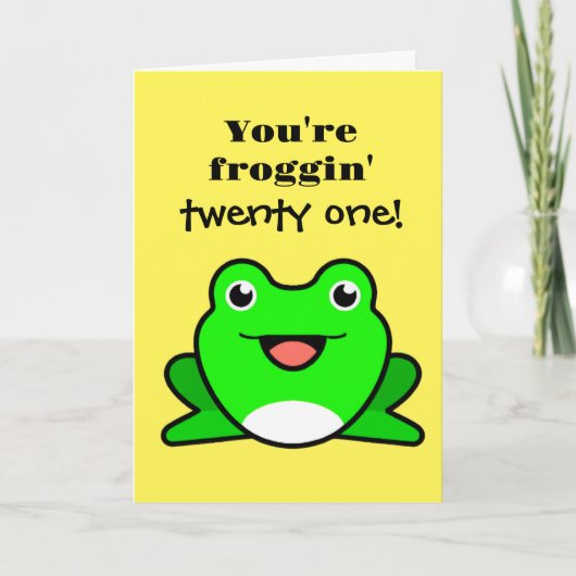 Funny Frog 21. Geburtstag Karte (Vorderseite)