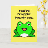 Funny Frog 21. Geburtstag Karte (Gelbe Blume)