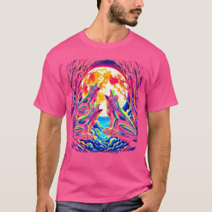 Funny Frog 3 Frösche heulen am Mond Lebendig Ret T-Shirt