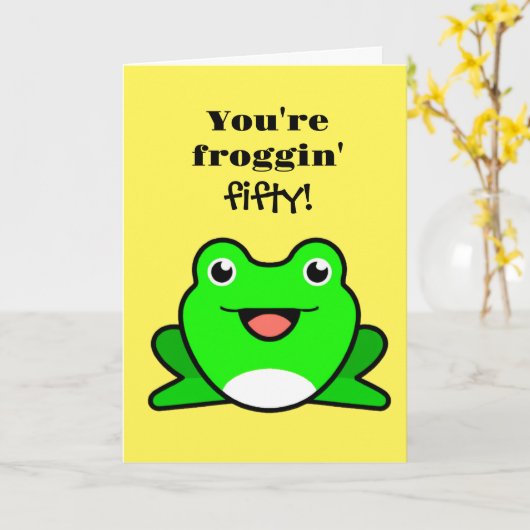 Funny Frog 50. Geburtstag Karte (Gelbe Blume)