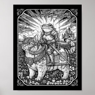 Funny Frog and Cat, Vintage dunkle Akademie Hallow Poster
