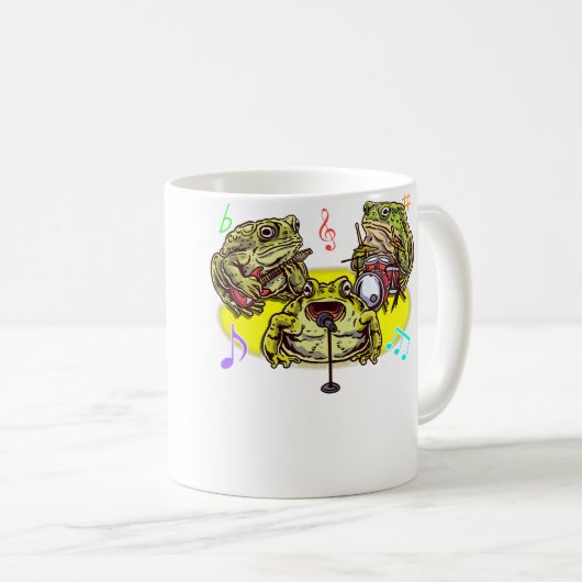 Funny Frog Band Musician Playing Guitar Drums Sing Kaffeetasse (VorderseiteRechts)