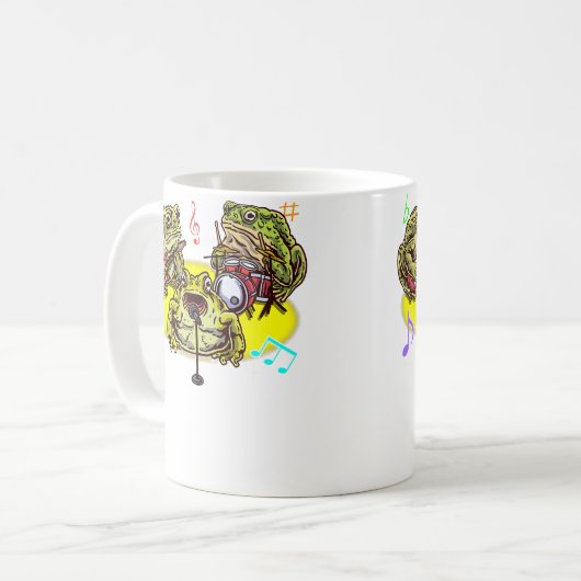 Funny Frog Band Musician Playing Guitar Drums Sing Kaffeetasse (Vorderseite Links)