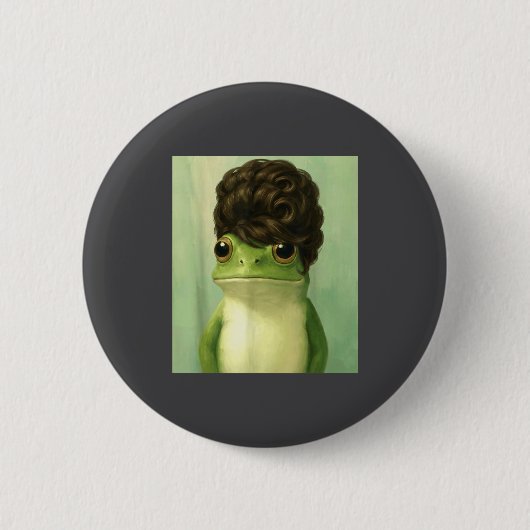 Funny Frog Beehive Bob Haircut Meme Button (Vorderseite)