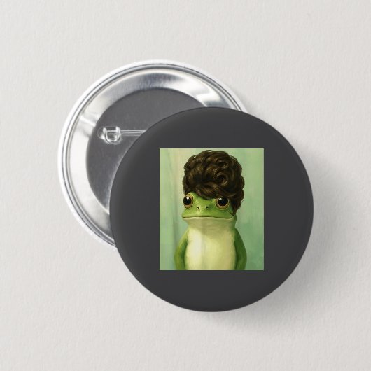 Funny Frog Beehive Bob Haircut Meme Button (Vorne & Hinten)