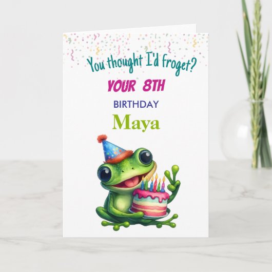 Funny Frog Birthday Card for kids Karte (Vorderseite)