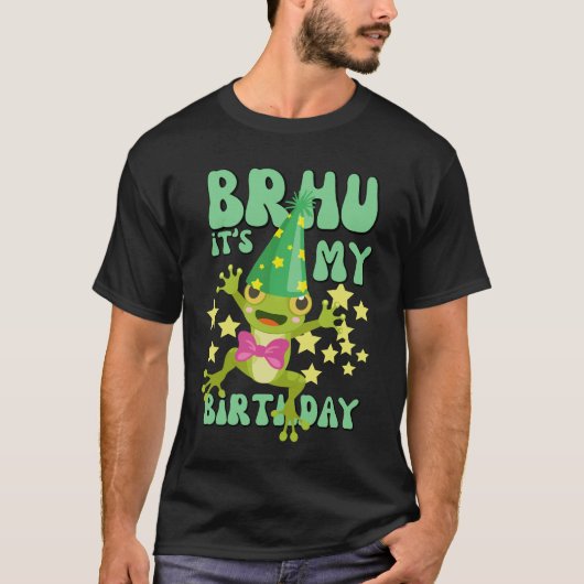 Funny Frog Birthday Party Design T-Shirt (Vorderseite)
